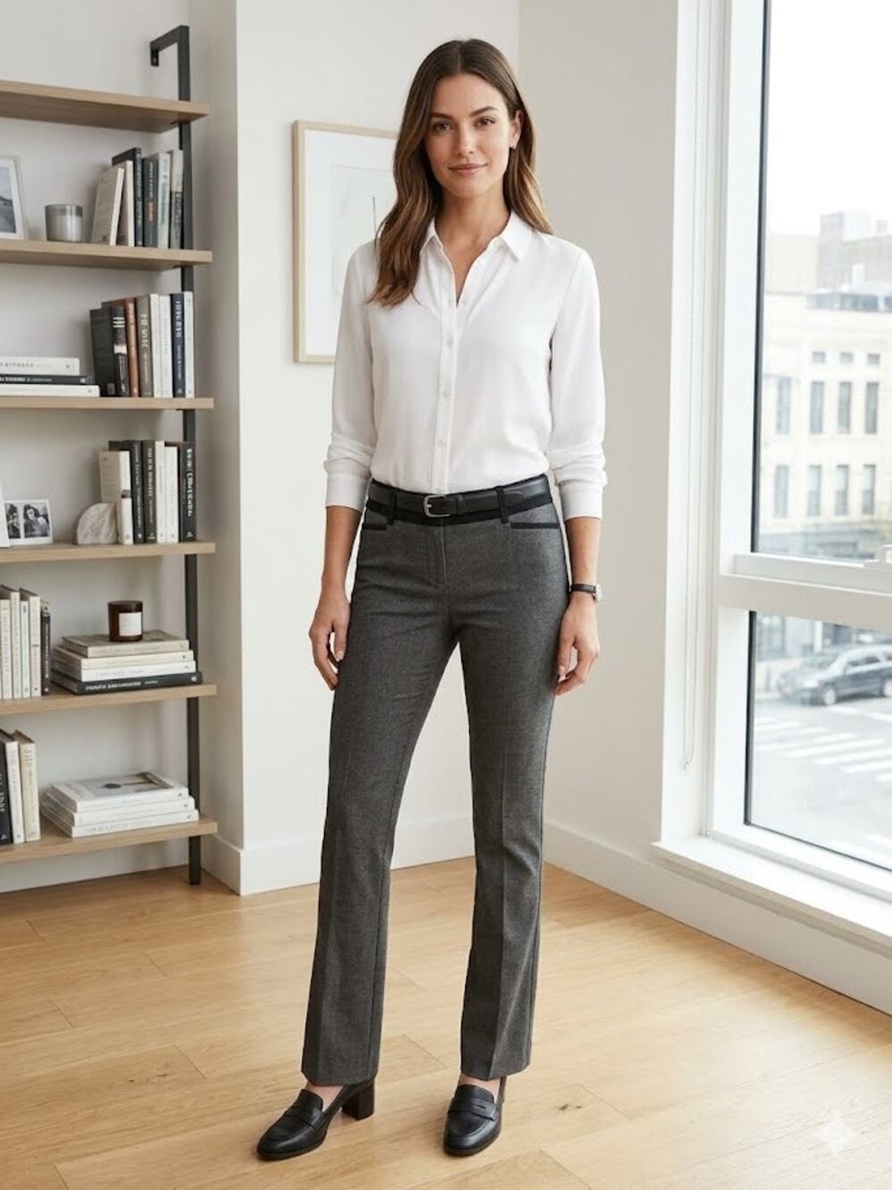 Express Womens Columnist Career Dress Pants Office Charcoal Mid Rise Sz 6‎ Long